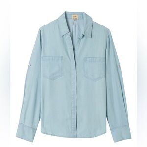 Elie Tahari Chambray Casual Button Down‎ Long Sleeve Shirt Small NWT